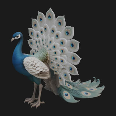 Peacock Bird Statue Design 1 3D Print Model