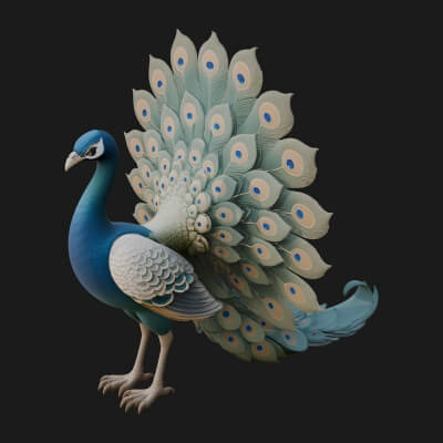 Peacock Bird Statue Design 2 3D Print Model