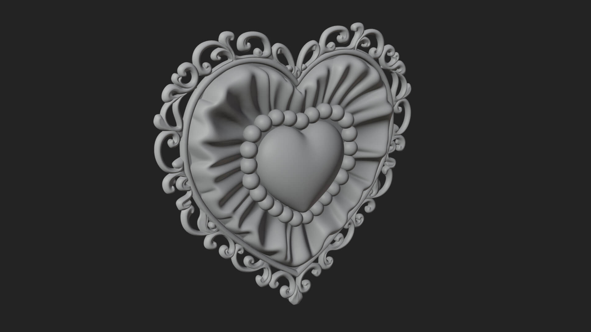 Pearl Centered Heart Frame Ornament Design 1 3D Print 3D Model
