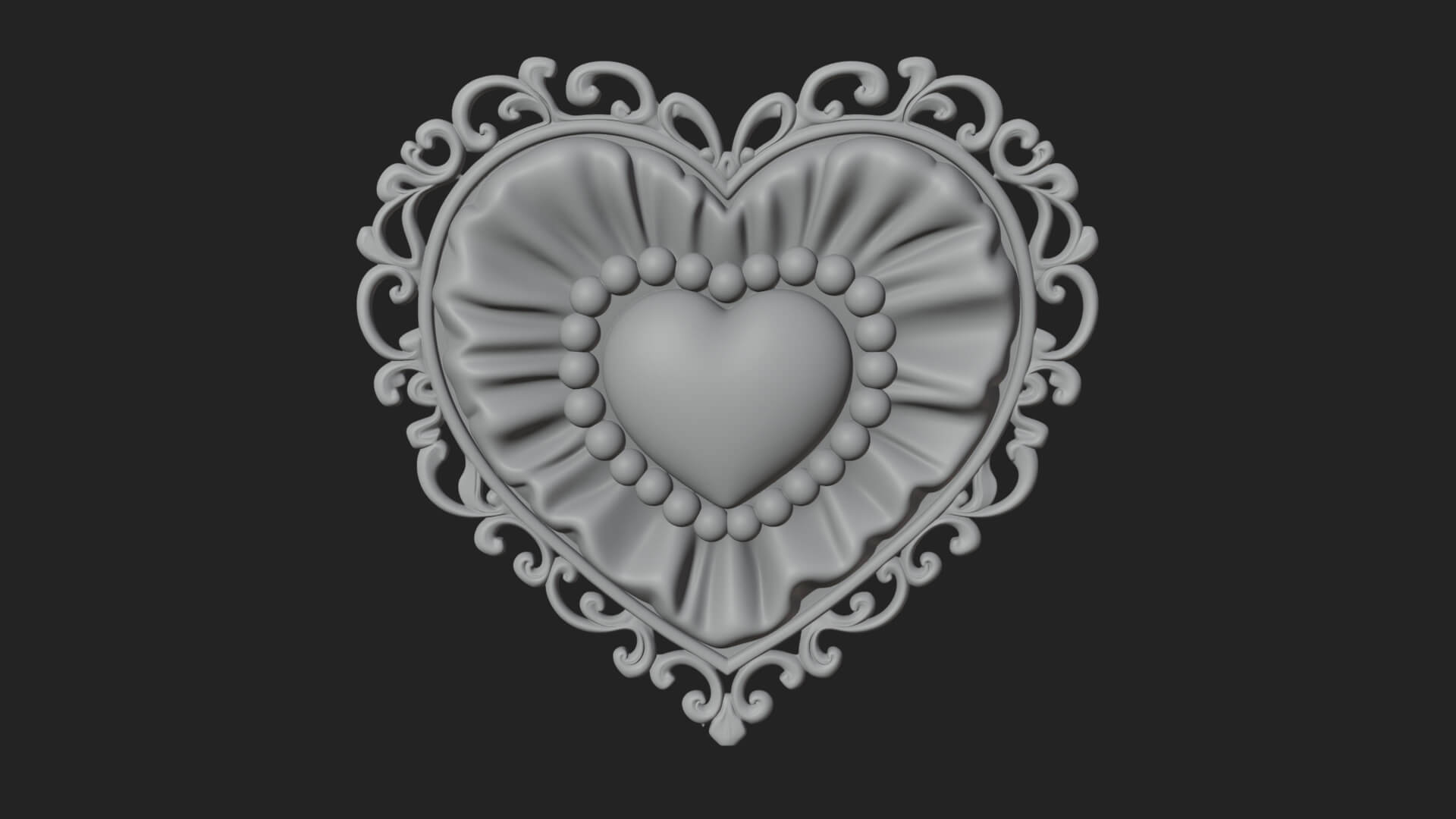 Pearl Centered Heart Frame Ornament Design 1 3D Print 3D Model