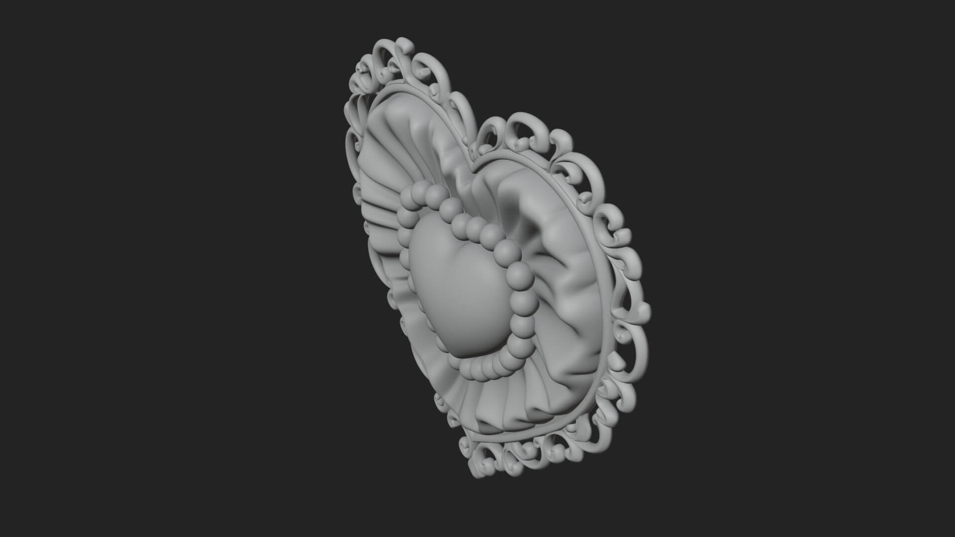 Pearl Centered Heart Frame Ornament Design 1 3D Print 3D Model