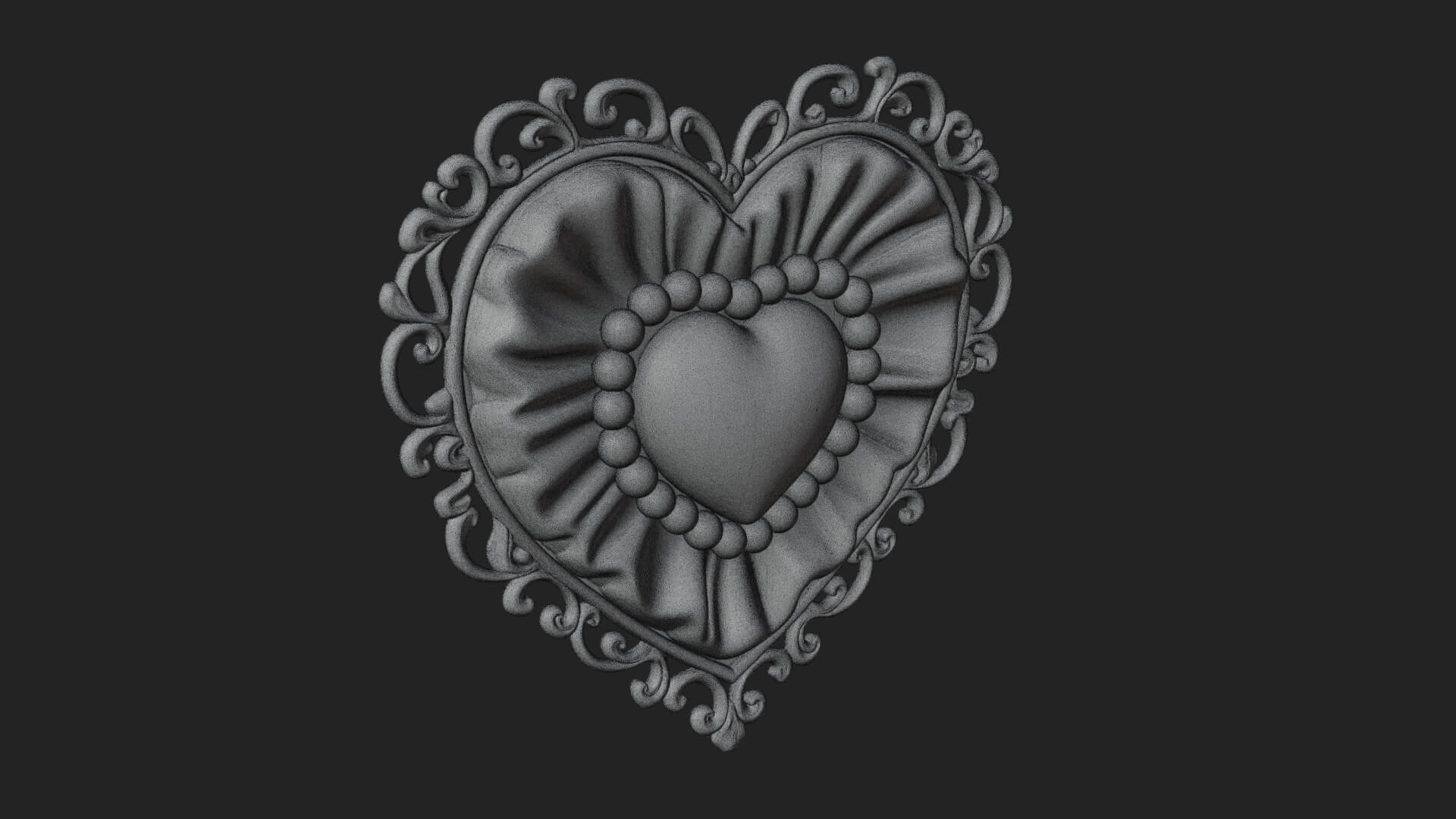 Pearl Centered Heart Frame Ornament Design 1 3D Print 3D Model