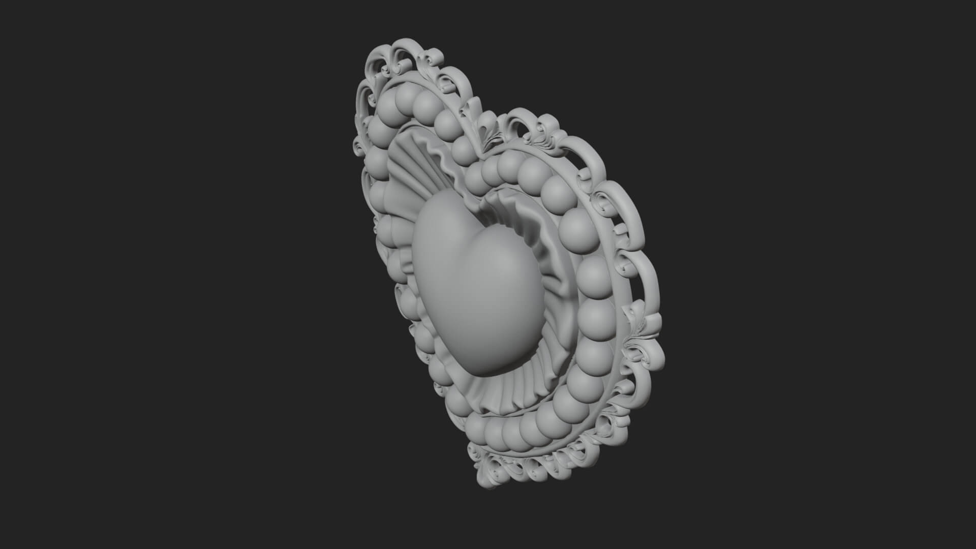 Pearl Centered Heart Frame Ornament Design 2 3D Print 3D Model