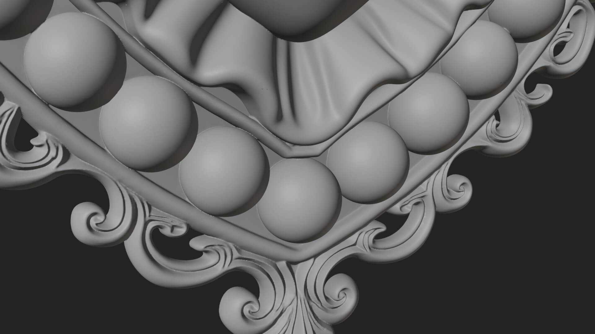 Pearl Centered Heart Frame Ornament Design 2 3D Print 3D Model