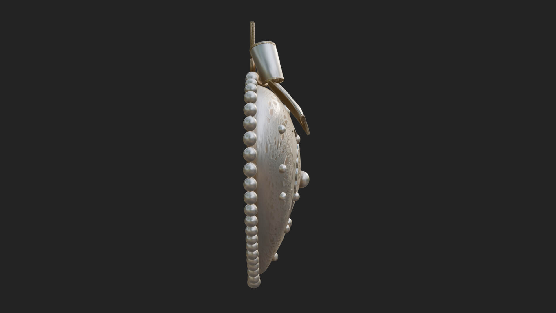 Pearl Trimmed Lace Heart Ornament Design 1 3D Print Model 3D Model