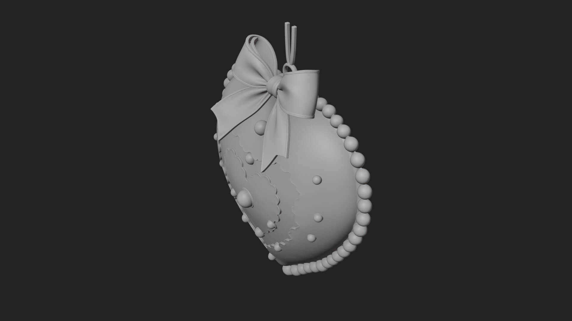 Pearl Trimmed Lace Heart Ornament Design 1 3D Print Model 3D Model