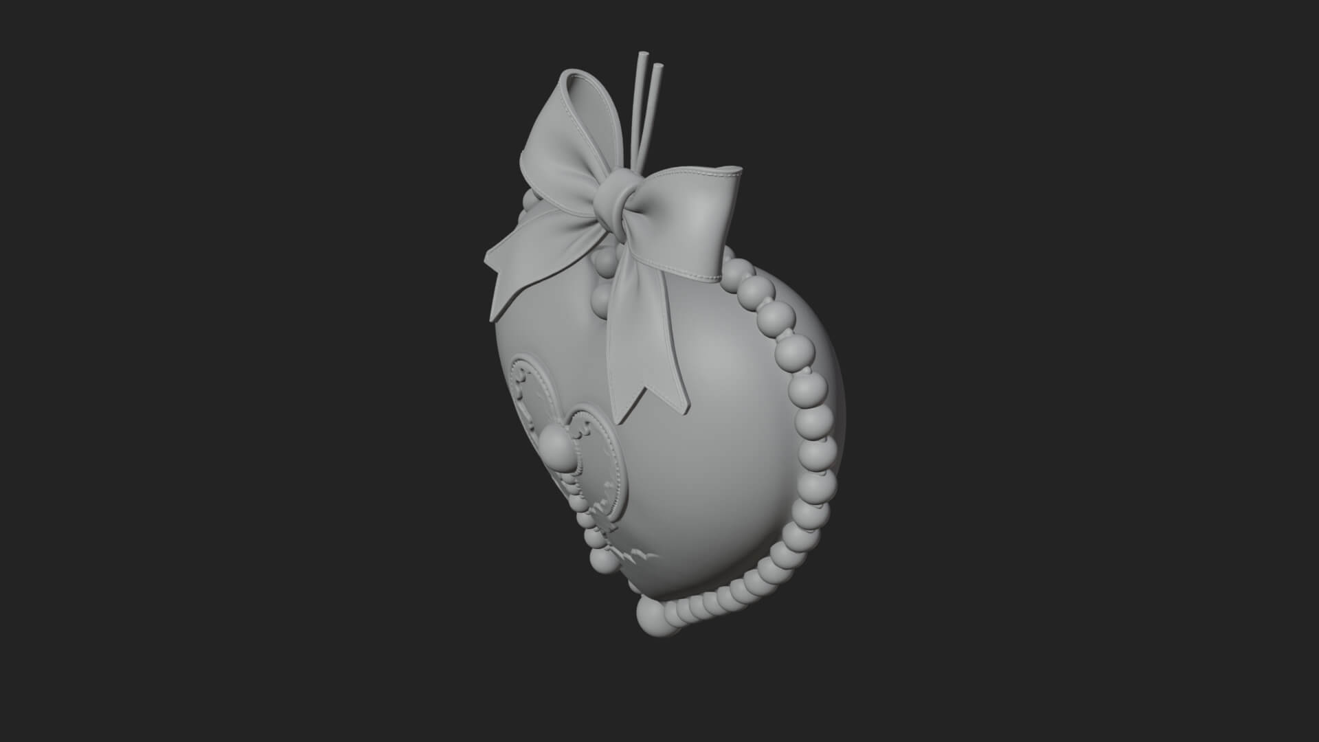 Pearl Trimmed Lace Heart Ornament Design 2 3D Print Model 3D Model