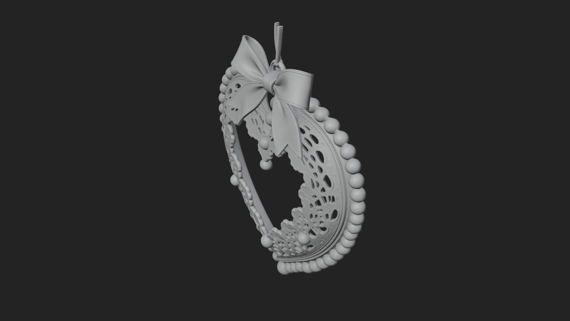 Pearl Trimmed Lace Heart Ornament Design 3 3D Print Model 3D Model