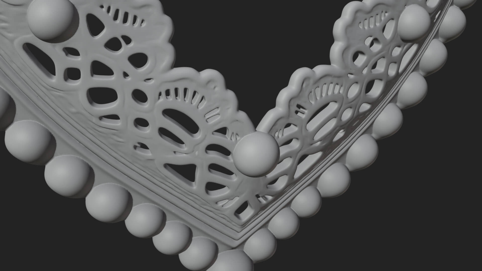 Pearl Trimmed Lace Heart Ornament Design 3 3D Print Model 3D Model