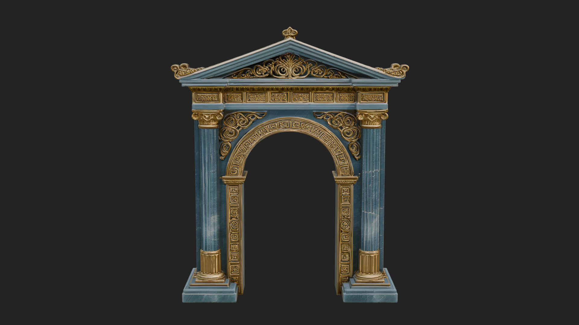 Pedimented Stone Arch Design 1 3D Print Model 3D Model