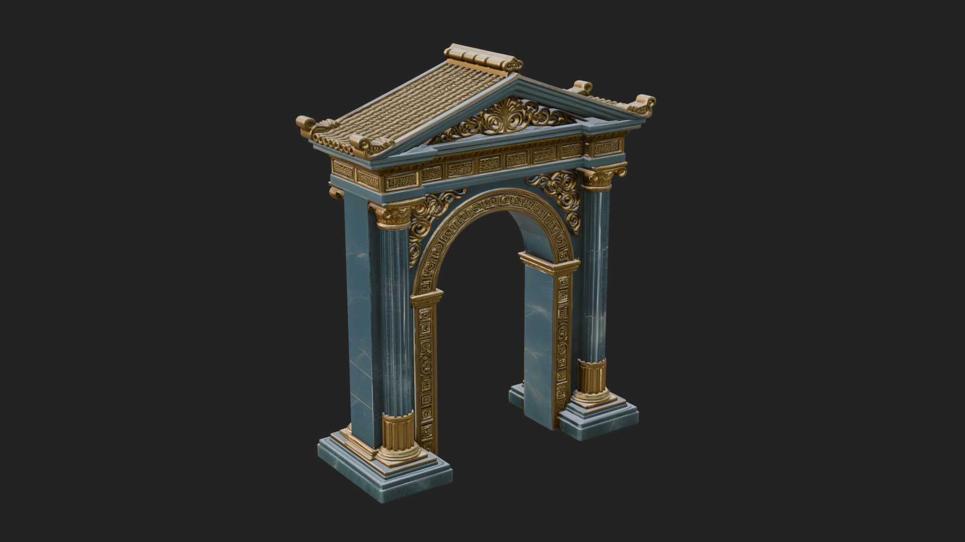 Pedimented Stone Arch Design 1 3D Print Model 3D Model