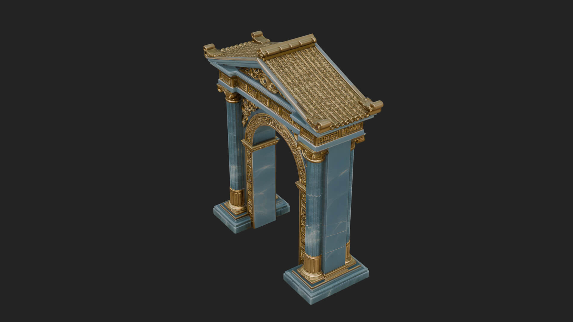 Pedimented Stone Arch Design 1 3D Print Model 3D Model