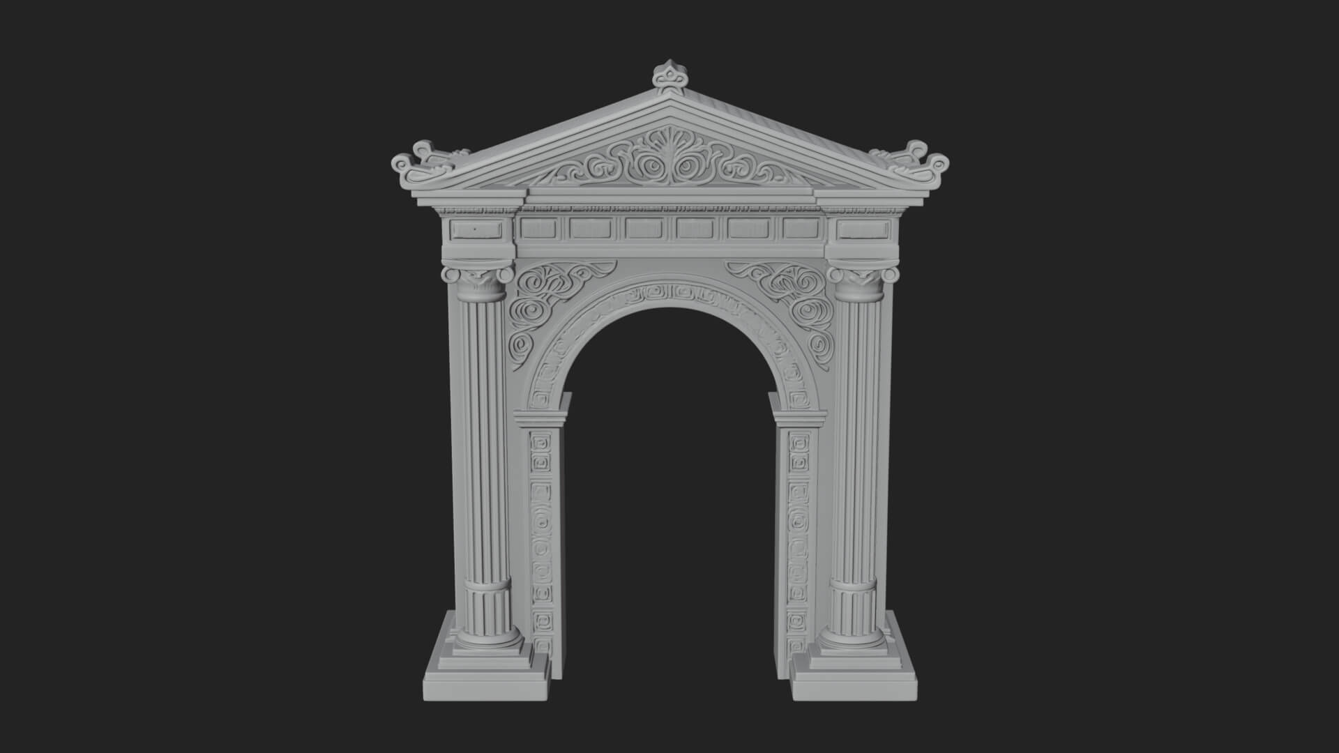 Pedimented Stone Arch Design 1 3D Print Model 3D Model