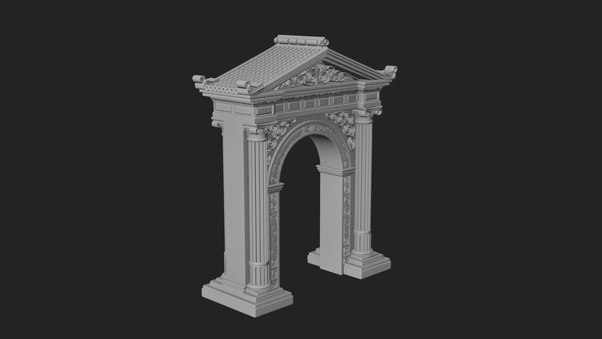 Pedimented Stone Arch Design 1 3D Print Model 3D Model