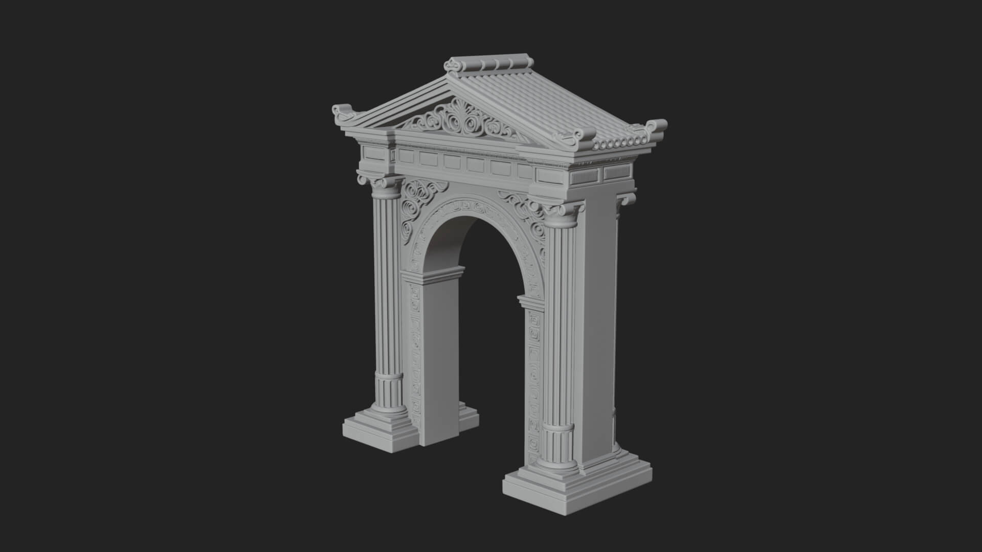 Pedimented Stone Arch Design 1 3D Print Model 3D Model