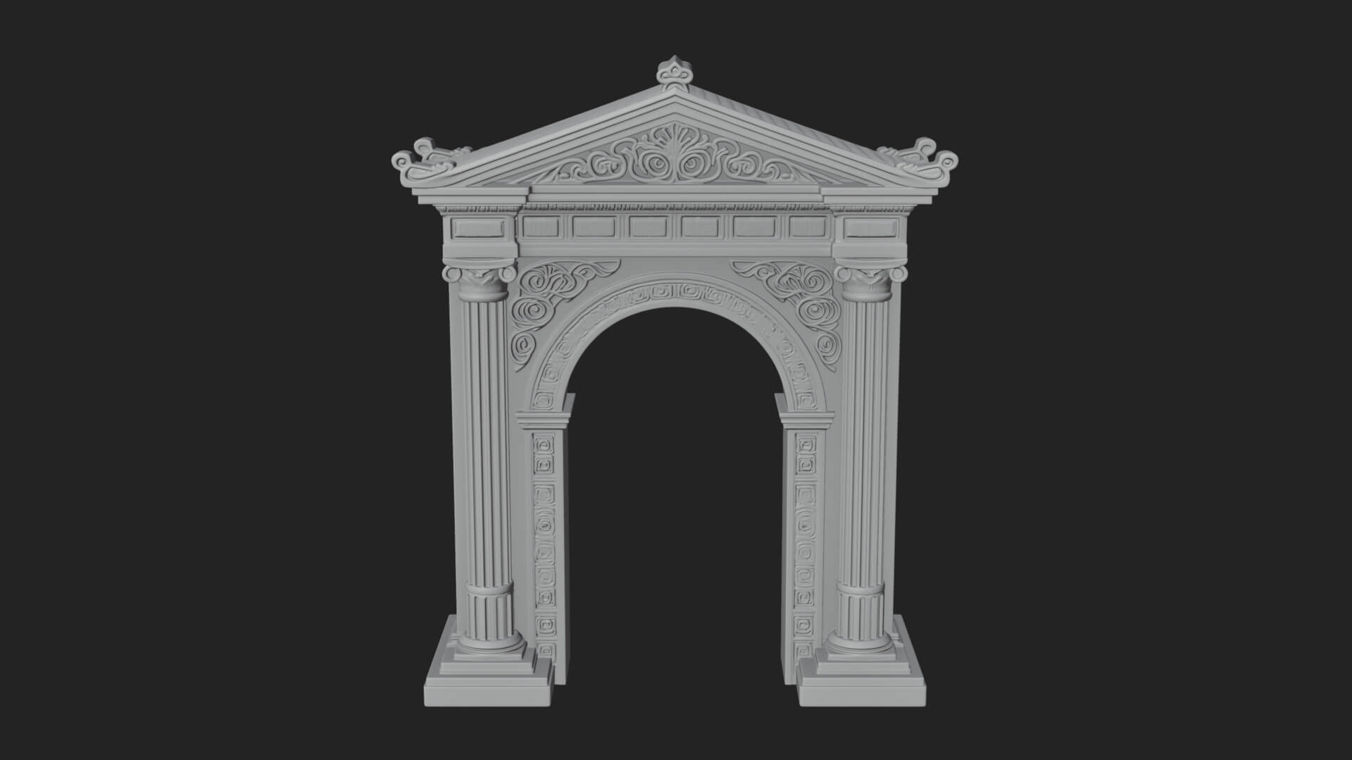 Pedimented Stone Arch Design 1 3D Print Model 3D Model
