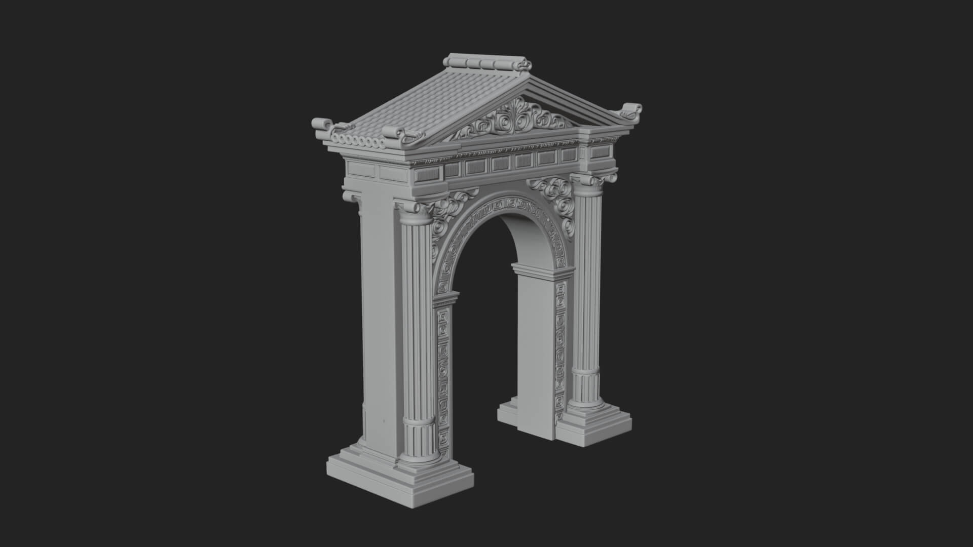 Pedimented Stone Arch Design 1 3D Print Model 3D Model
