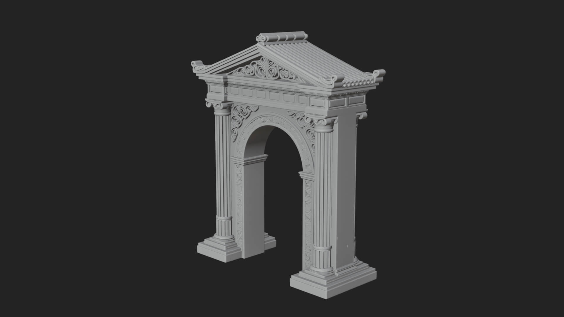 Pedimented Stone Arch Design 1 3D Print Model 3D Model
