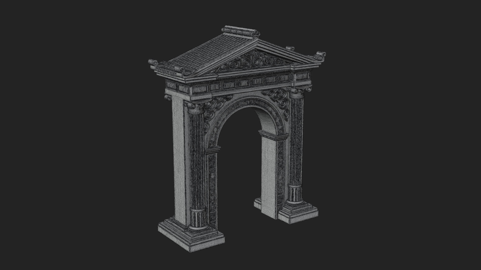 Pedimented Stone Arch Design 1 3D Print Model 3D Model