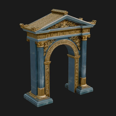 Pedimented Stone Arch Design 1 3D Print Model