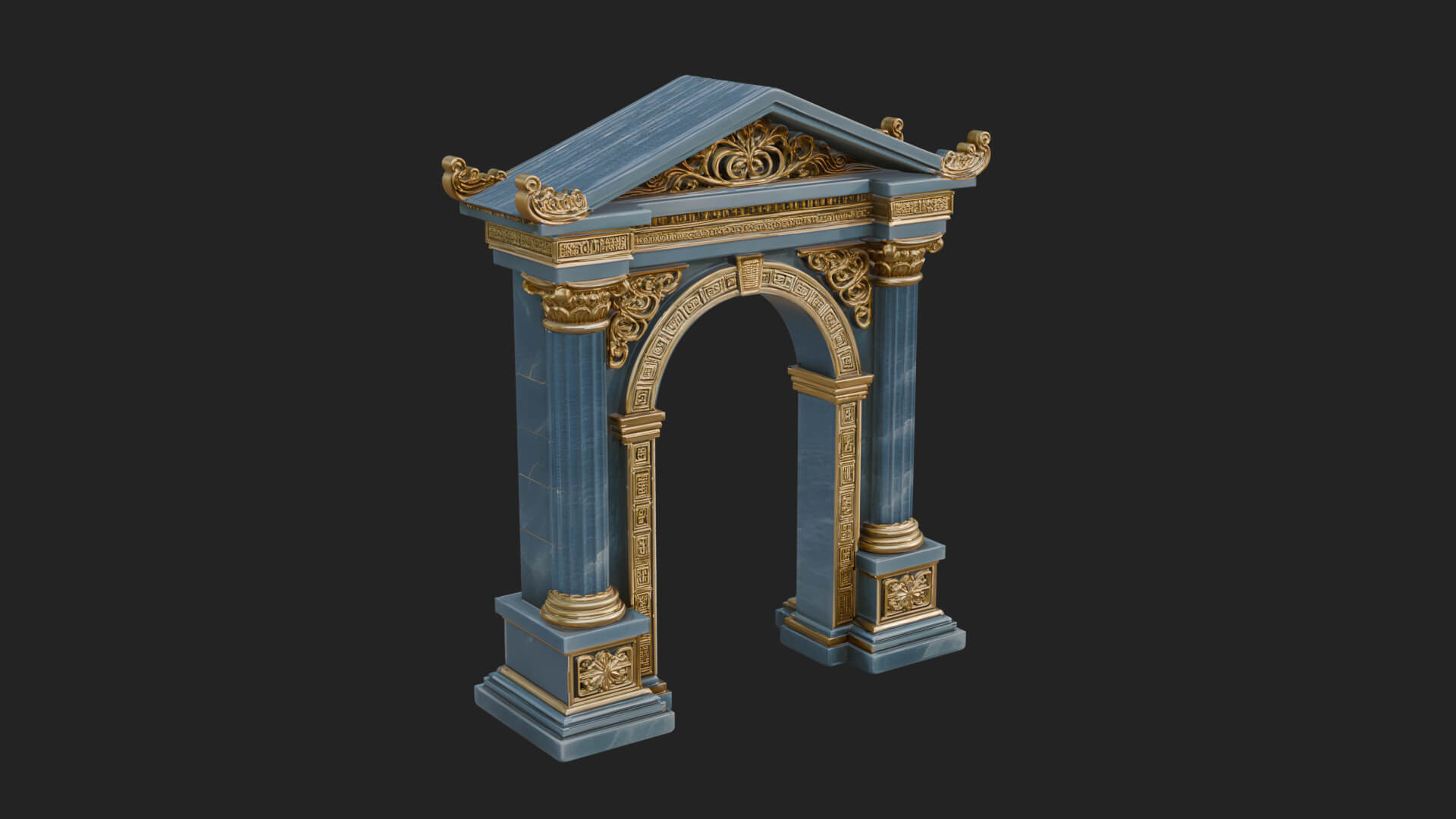 Pedimented Stone Arch Design 2 3D Print Model 3D Model