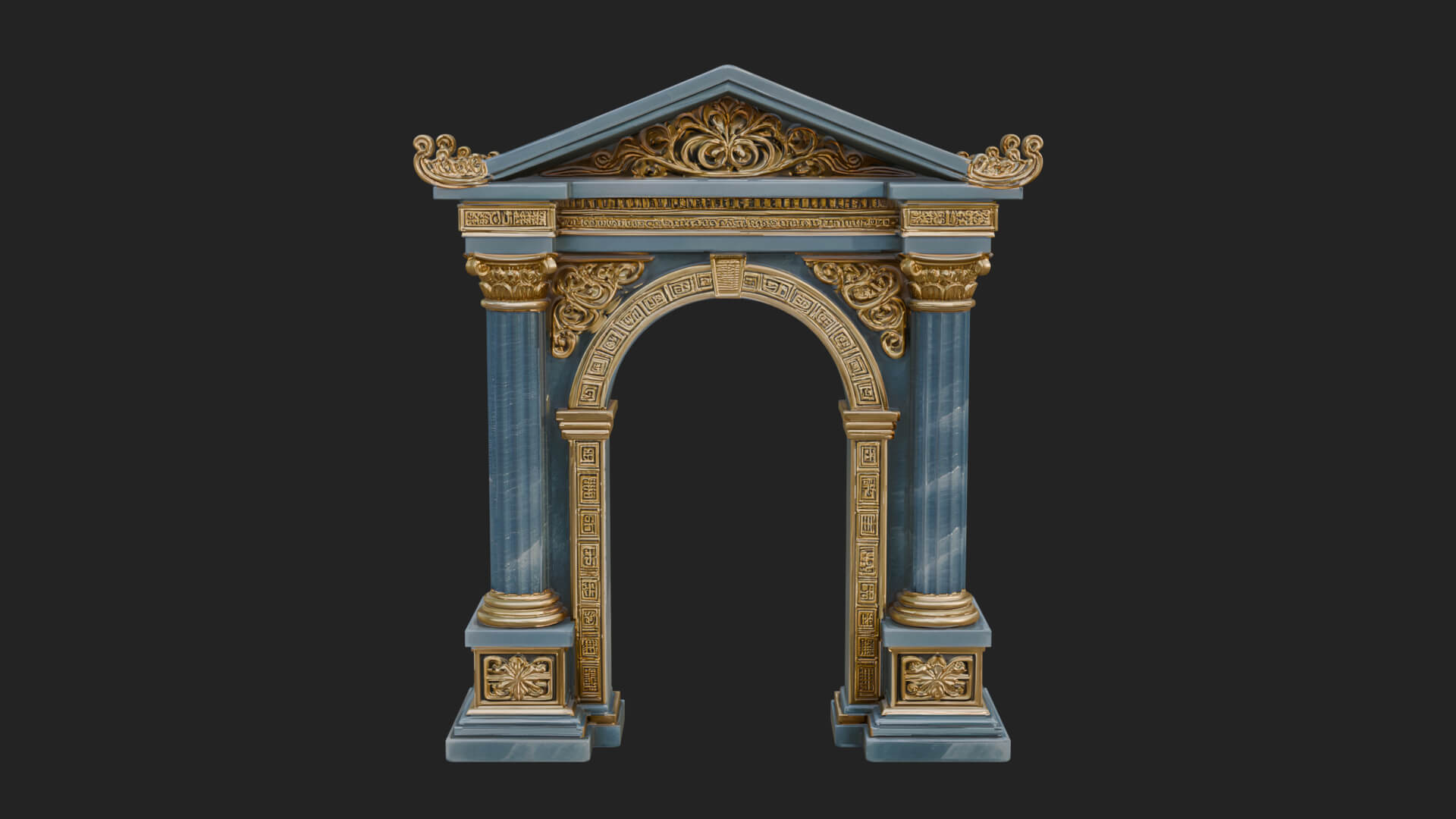 Pedimented Stone Arch Design 2 3D Print Model 3D Model