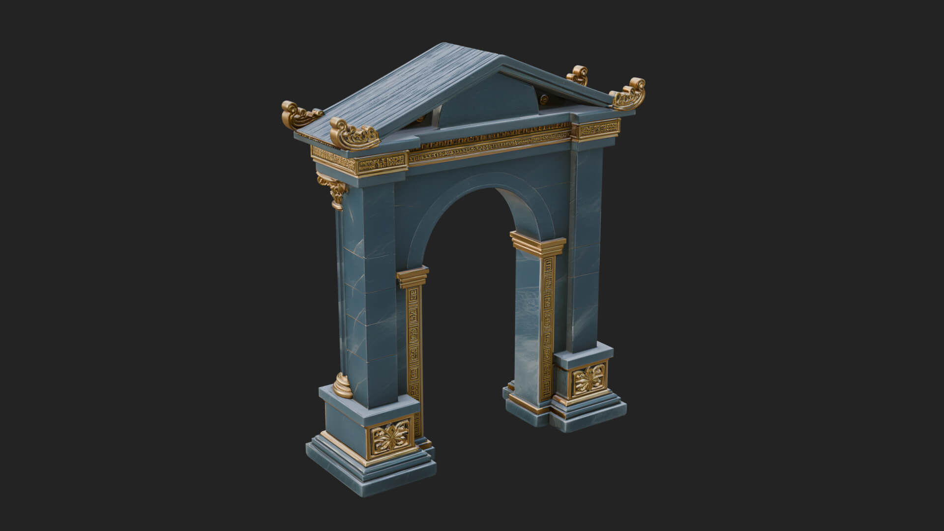 Pedimented Stone Arch Design 2 3D Print Model 3D Model
