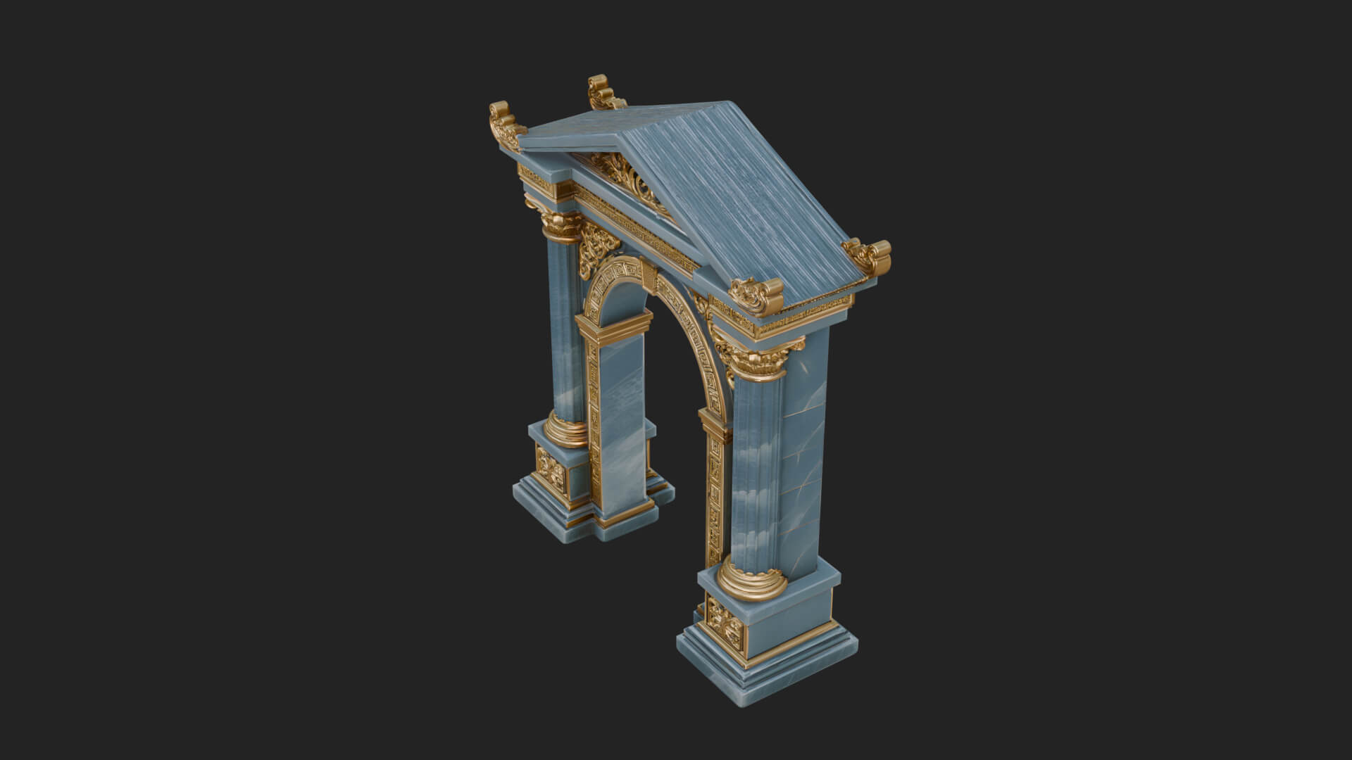 Pedimented Stone Arch Design 2 3D Print Model 3D Model