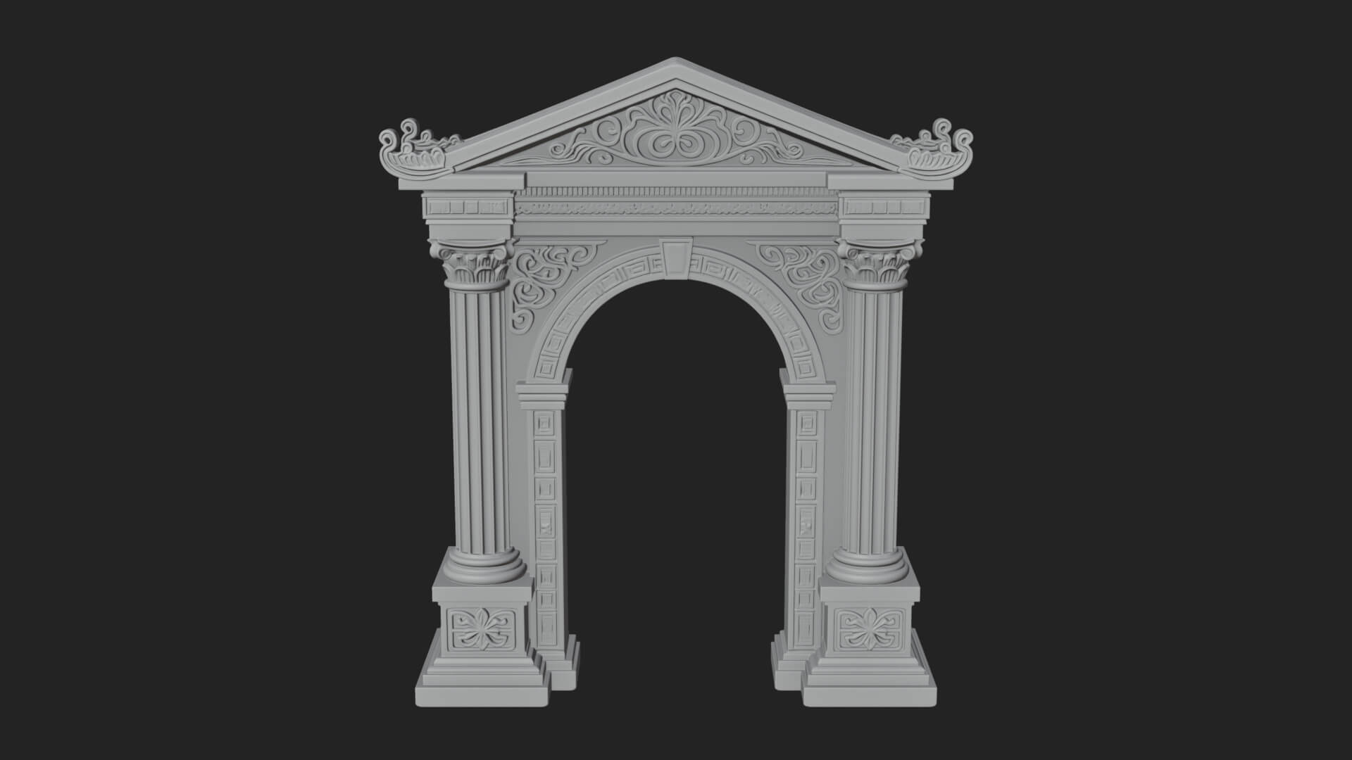 Pedimented Stone Arch Design 2 3D Print Model 3D Model