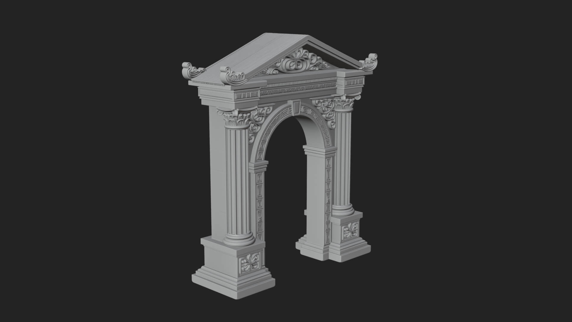 Pedimented Stone Arch Design 2 3D Print Model 3D Model