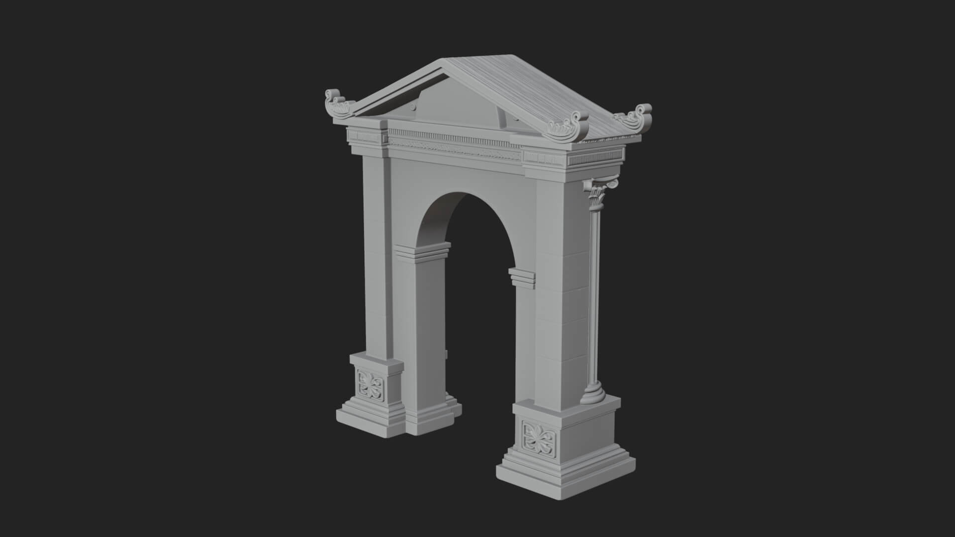 Pedimented Stone Arch Design 2 3D Print Model 3D Model