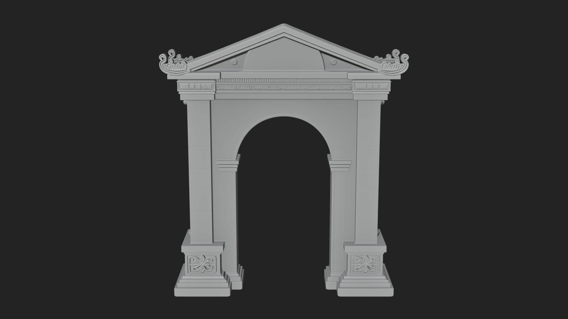 Pedimented Stone Arch Design 2 3D Print Model 3D Model