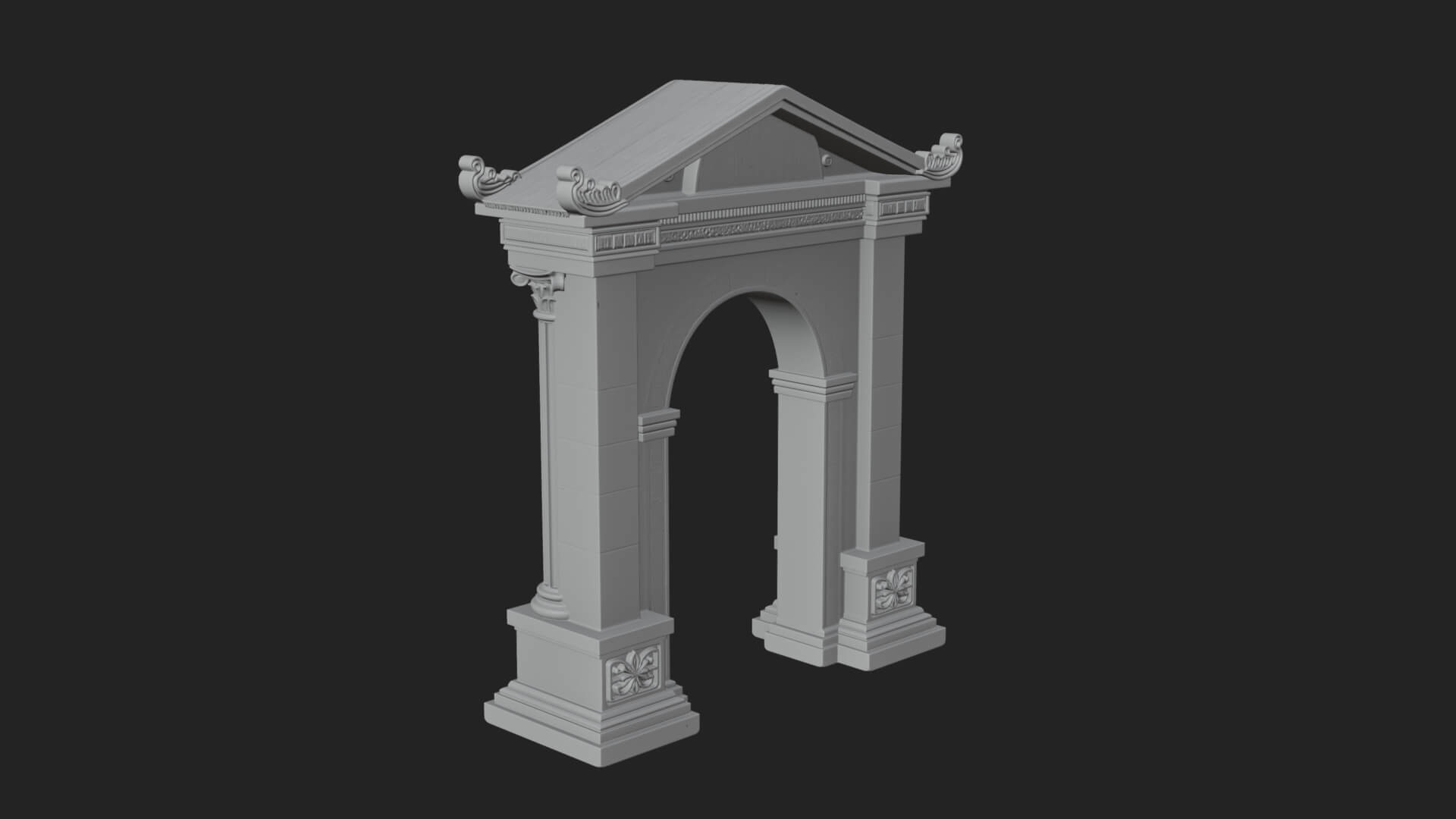 Pedimented Stone Arch Design 2 3D Print Model 3D Model