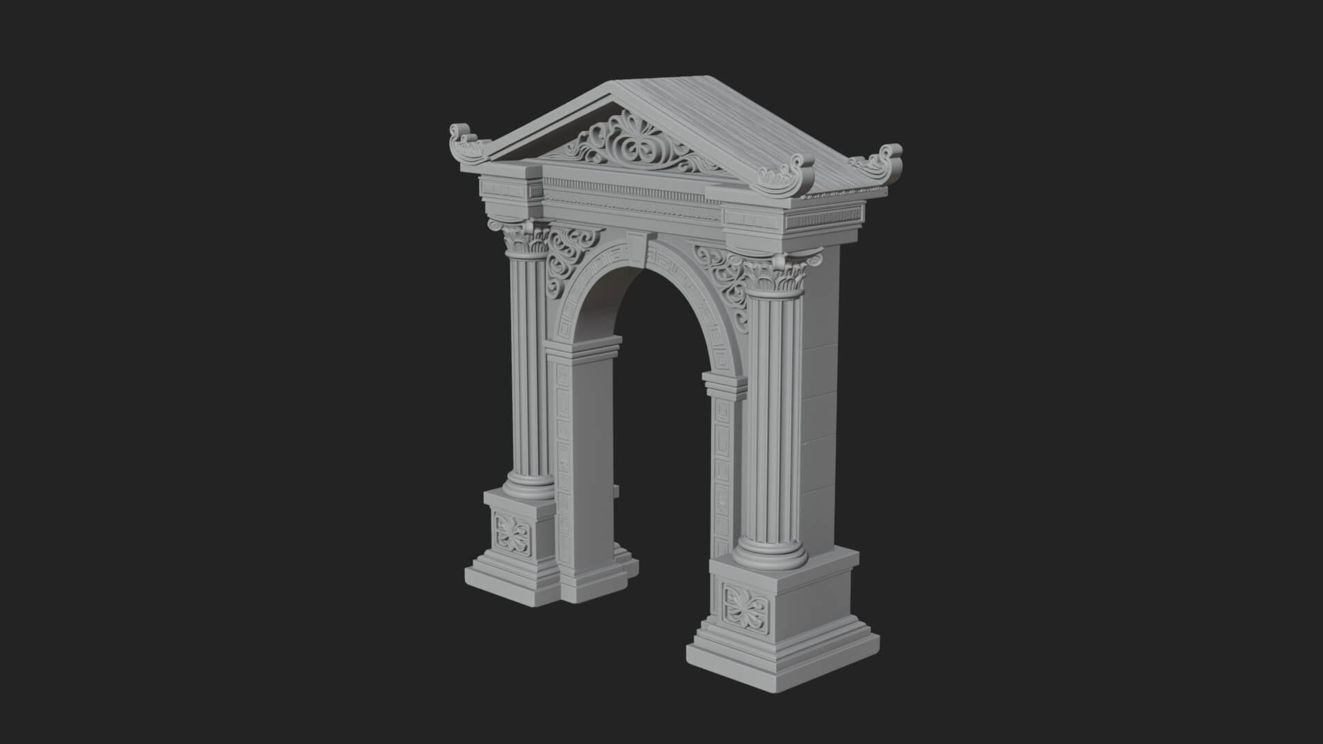 Pedimented Stone Arch Design 2 3D Print Model 3D Model