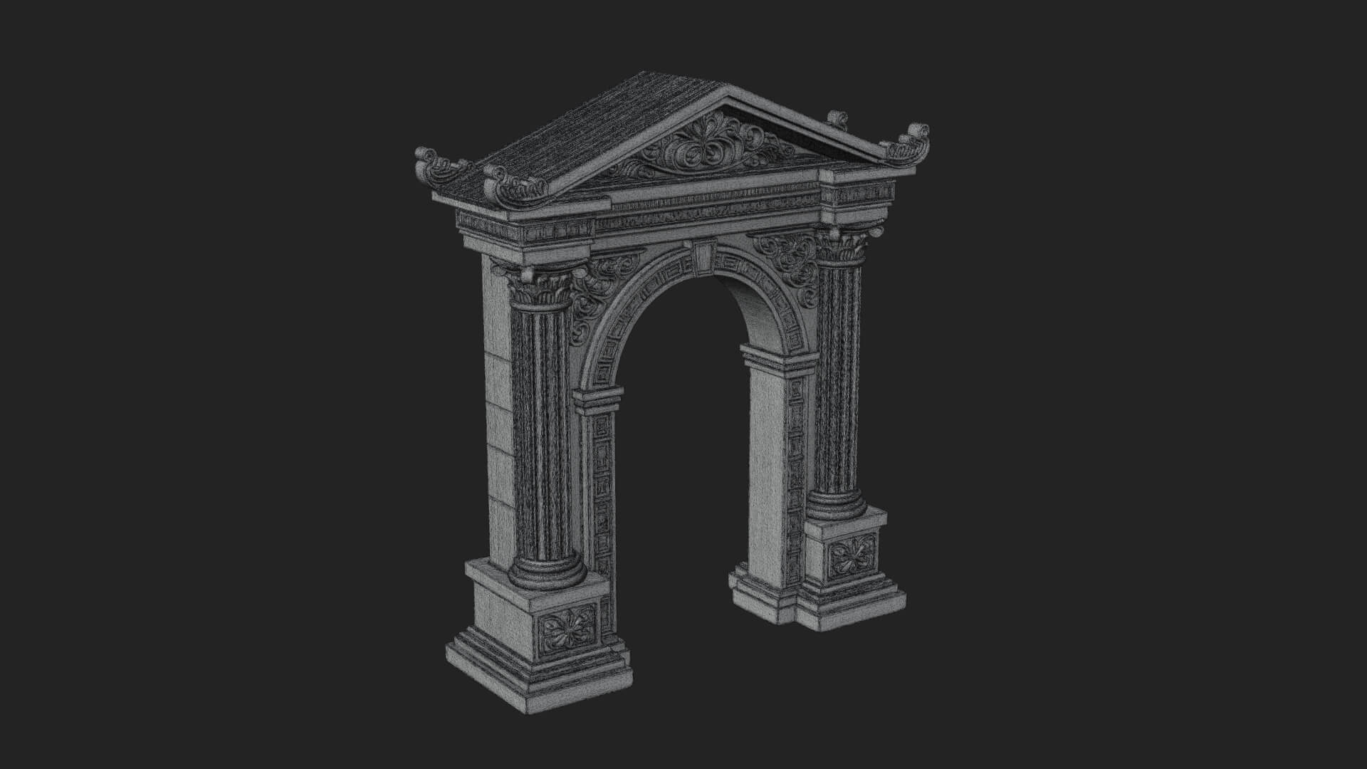Pedimented Stone Arch Design 2 3D Print Model 3D Model