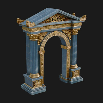 Pedimented Stone Arch Design 2 3D Print Model
