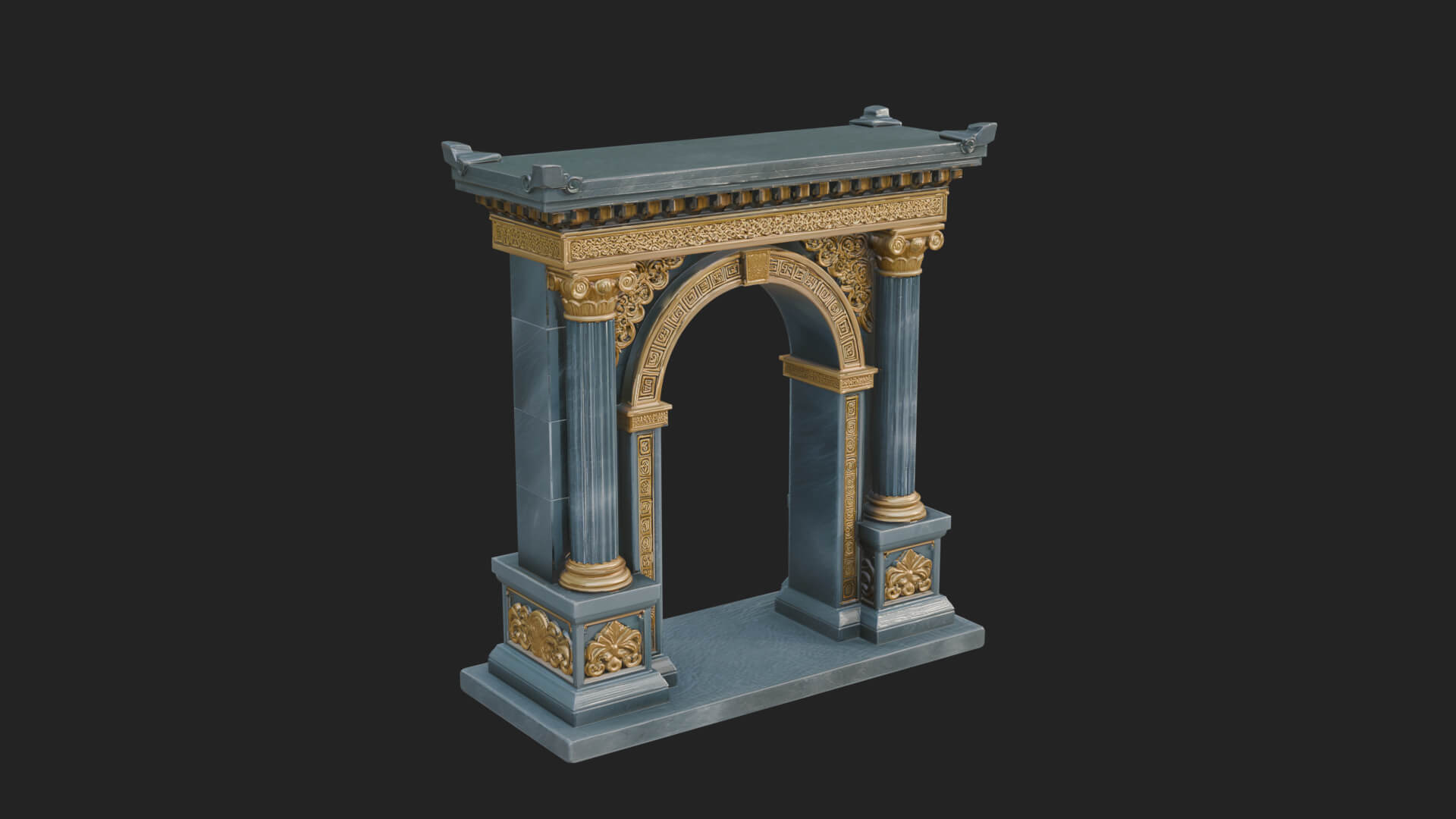 Pedimented Stone Arch Design 3 3D Print Model 3D Model