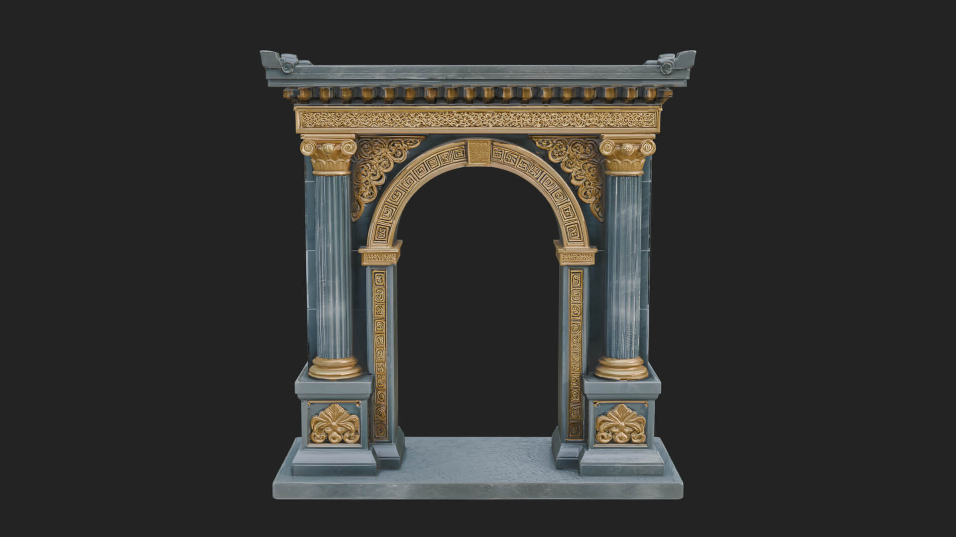 Pedimented Stone Arch Design 3 3D Print Model 3D Model