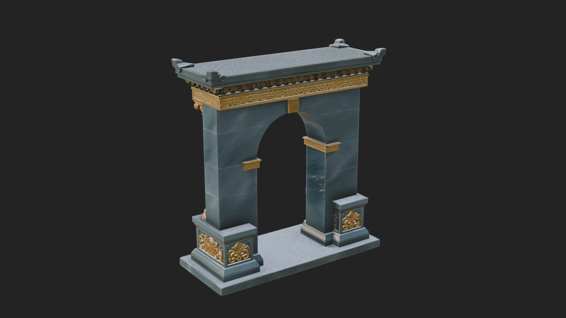 Pedimented Stone Arch Design 3 3D Print Model 3D Model