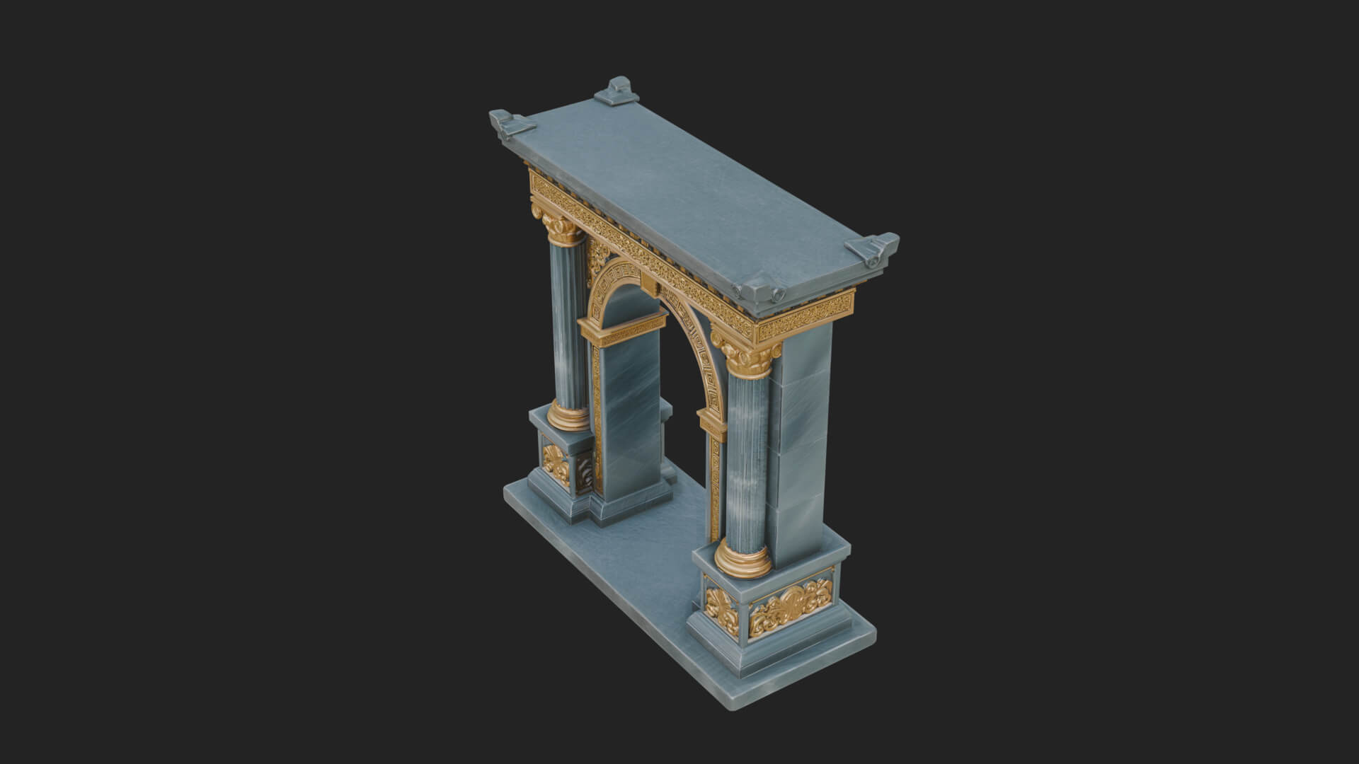 Pedimented Stone Arch Design 3 3D Print Model 3D Model
