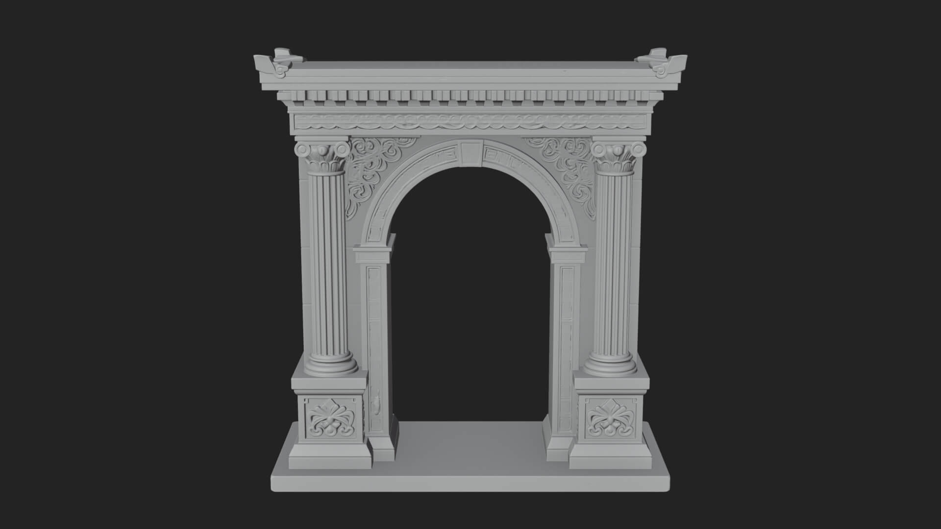 Pedimented Stone Arch Design 3 3D Print Model 3D Model