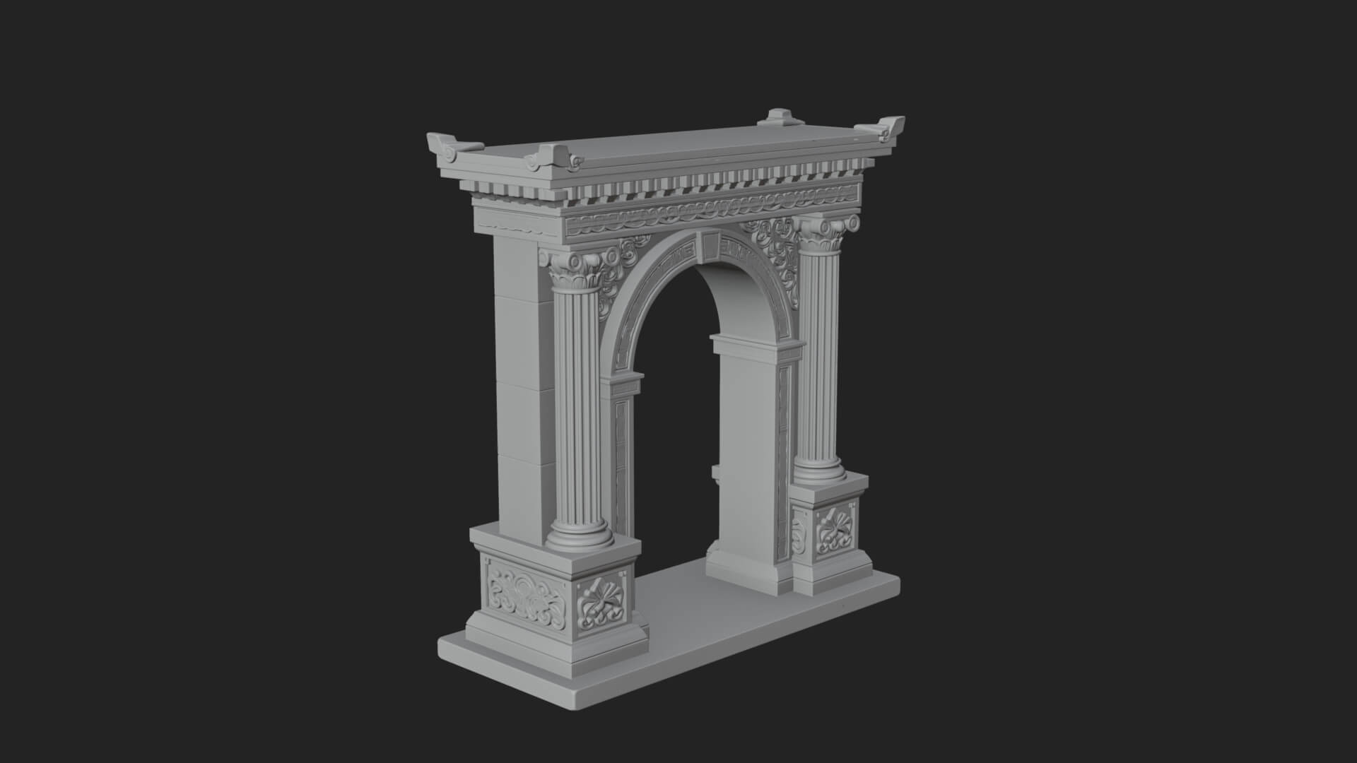Pedimented Stone Arch Design 3 3D Print Model 3D Model