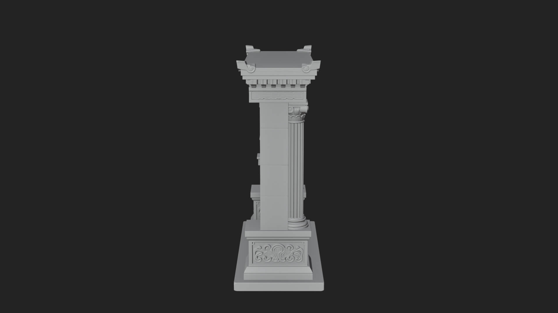 Pedimented Stone Arch Design 3 3D Print Model 3D Model