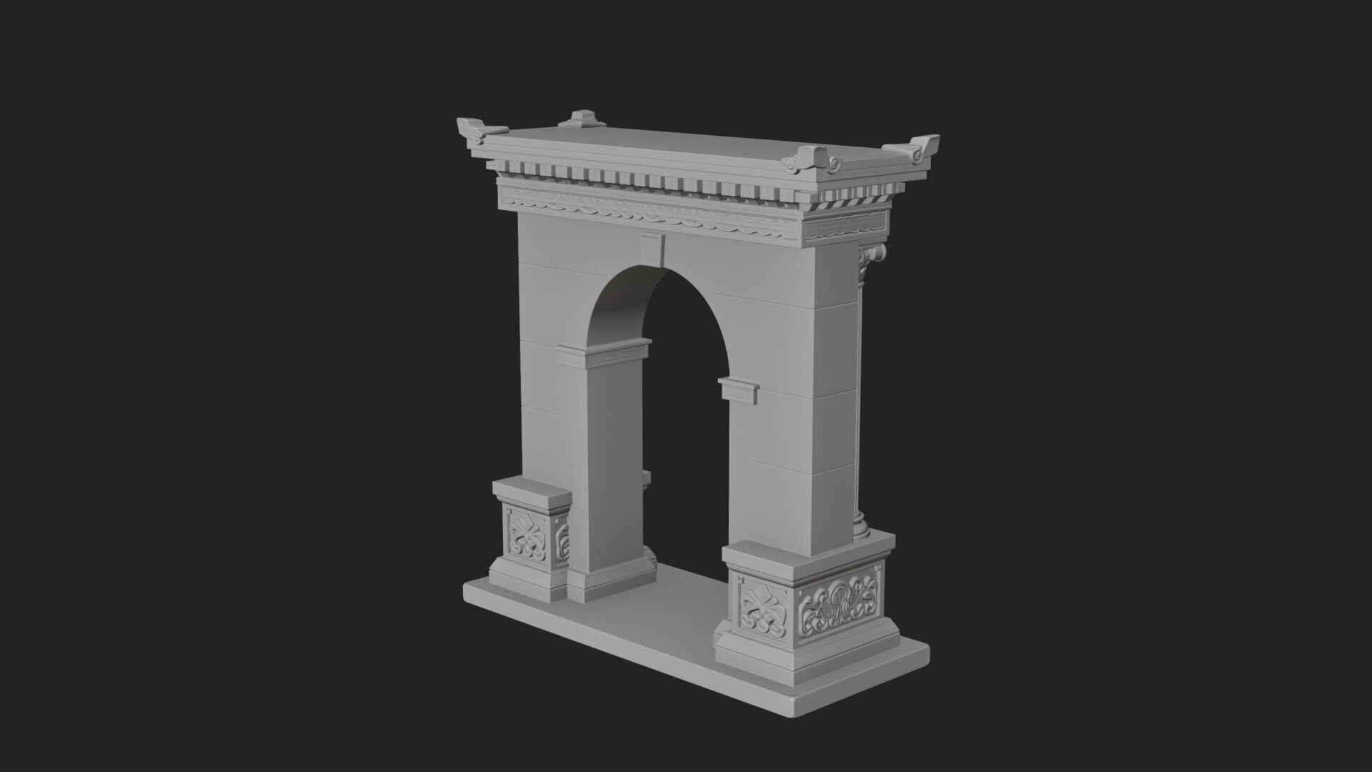 Pedimented Stone Arch Design 3 3D Print Model 3D Model
