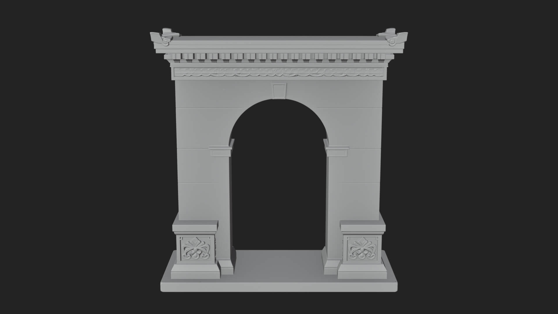 Pedimented Stone Arch Design 3 3D Print Model 3D Model