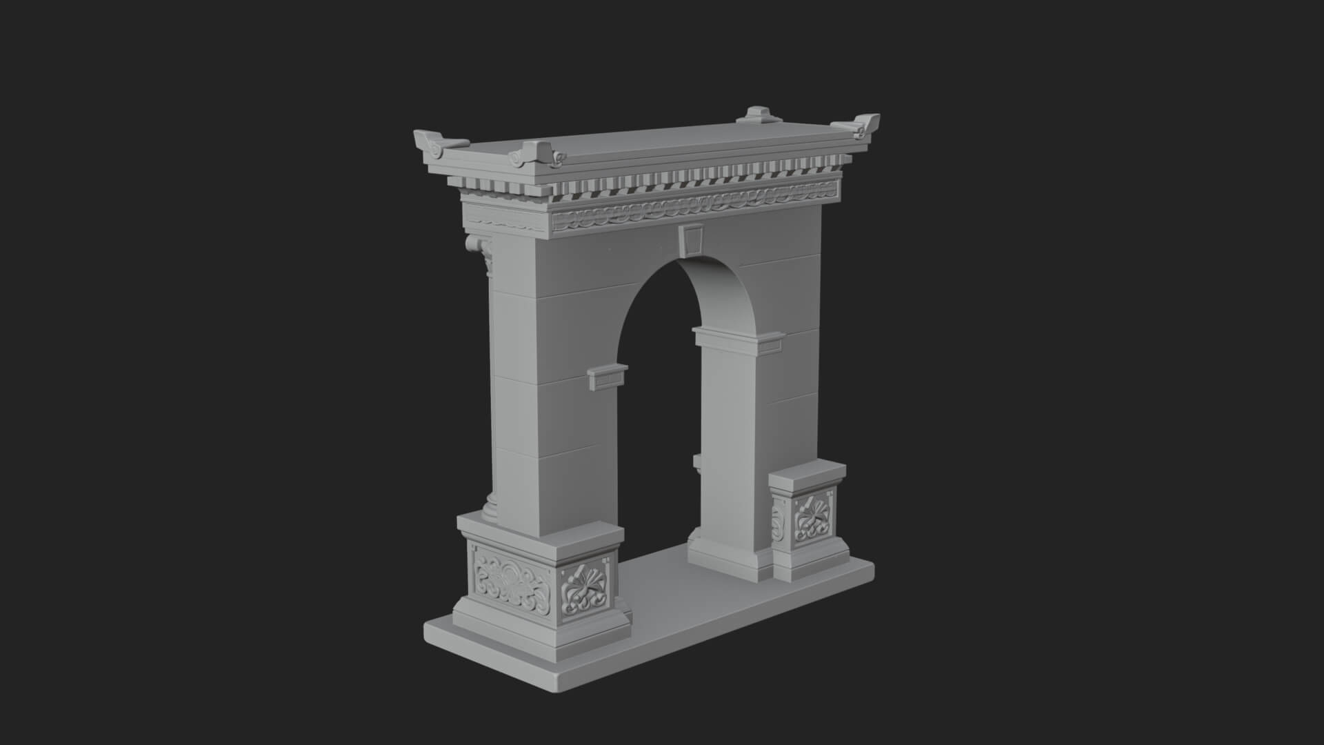 Pedimented Stone Arch Design 3 3D Print Model 3D Model