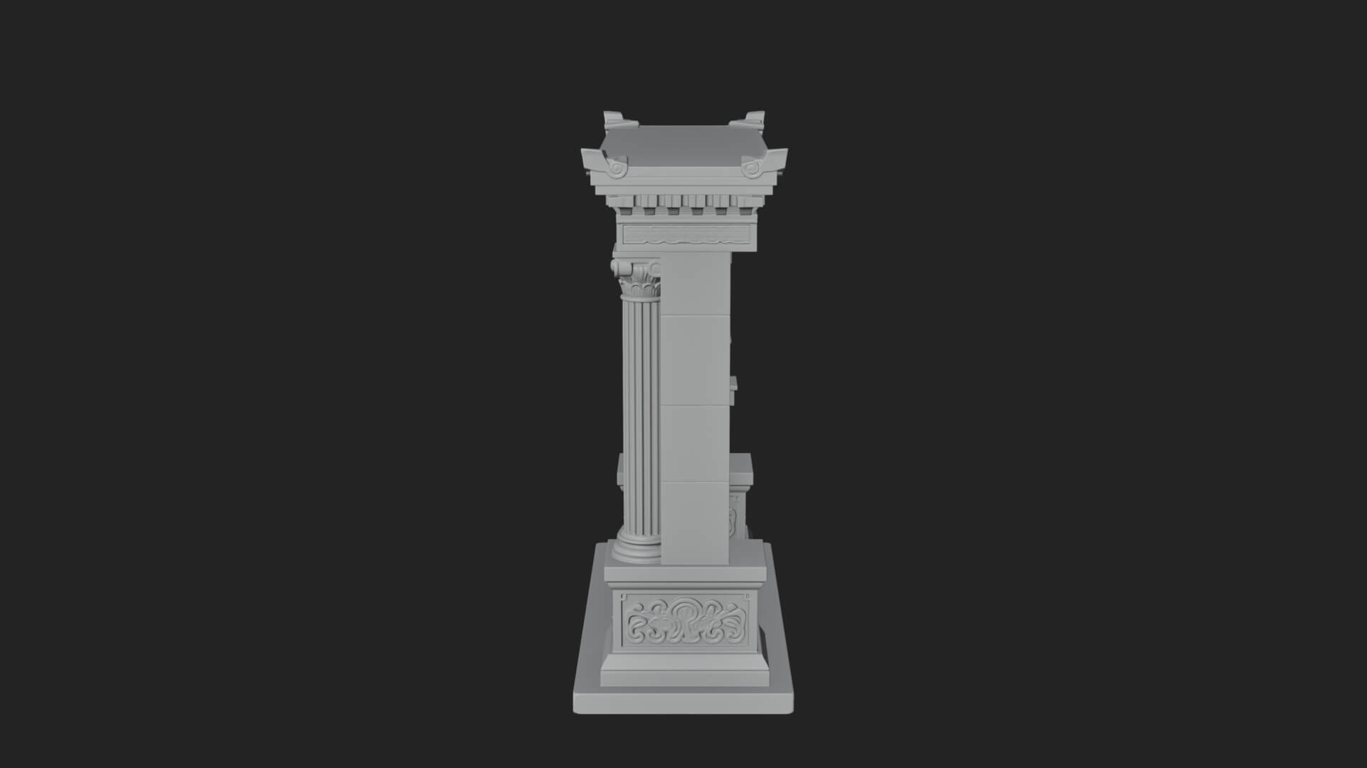 Pedimented Stone Arch Design 3 3D Print Model 3D Model
