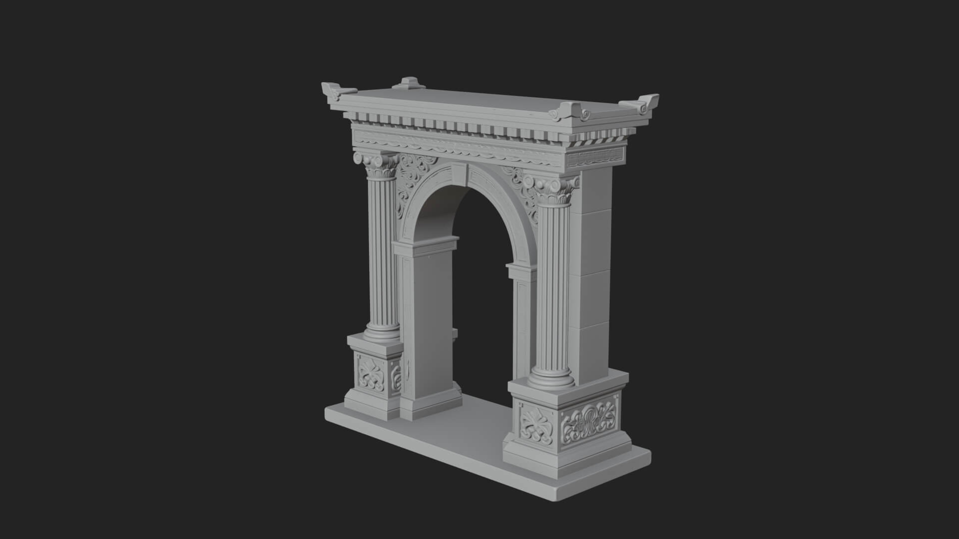 Pedimented Stone Arch Design 3 3D Print Model 3D Model