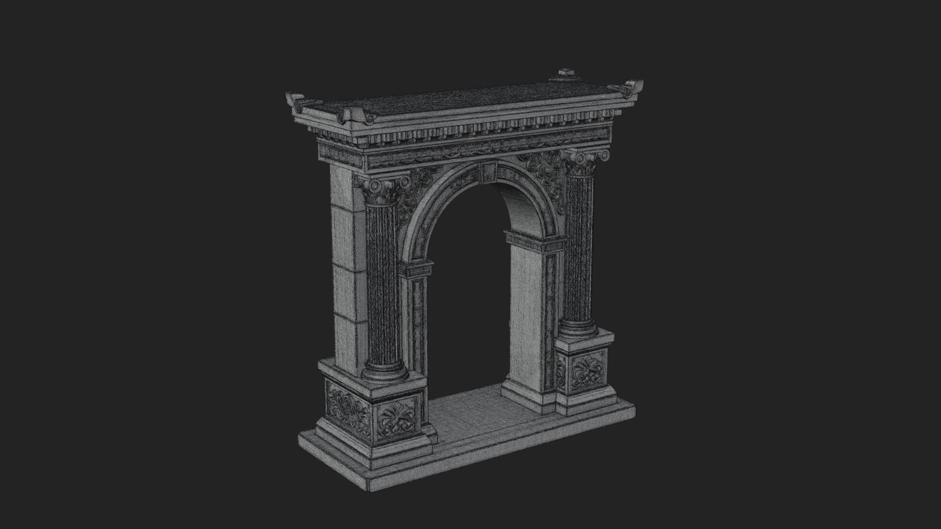 Pedimented Stone Arch Design 3 3D Print Model 3D Model