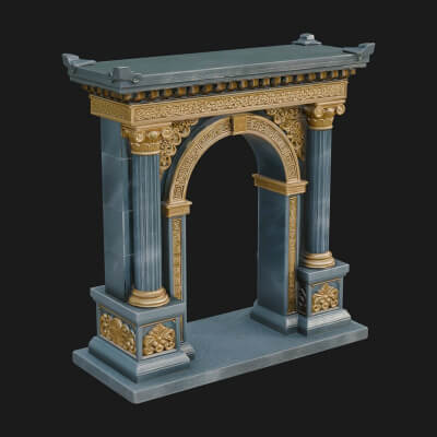Pedimented Stone Arch Design 3 3D Print Model